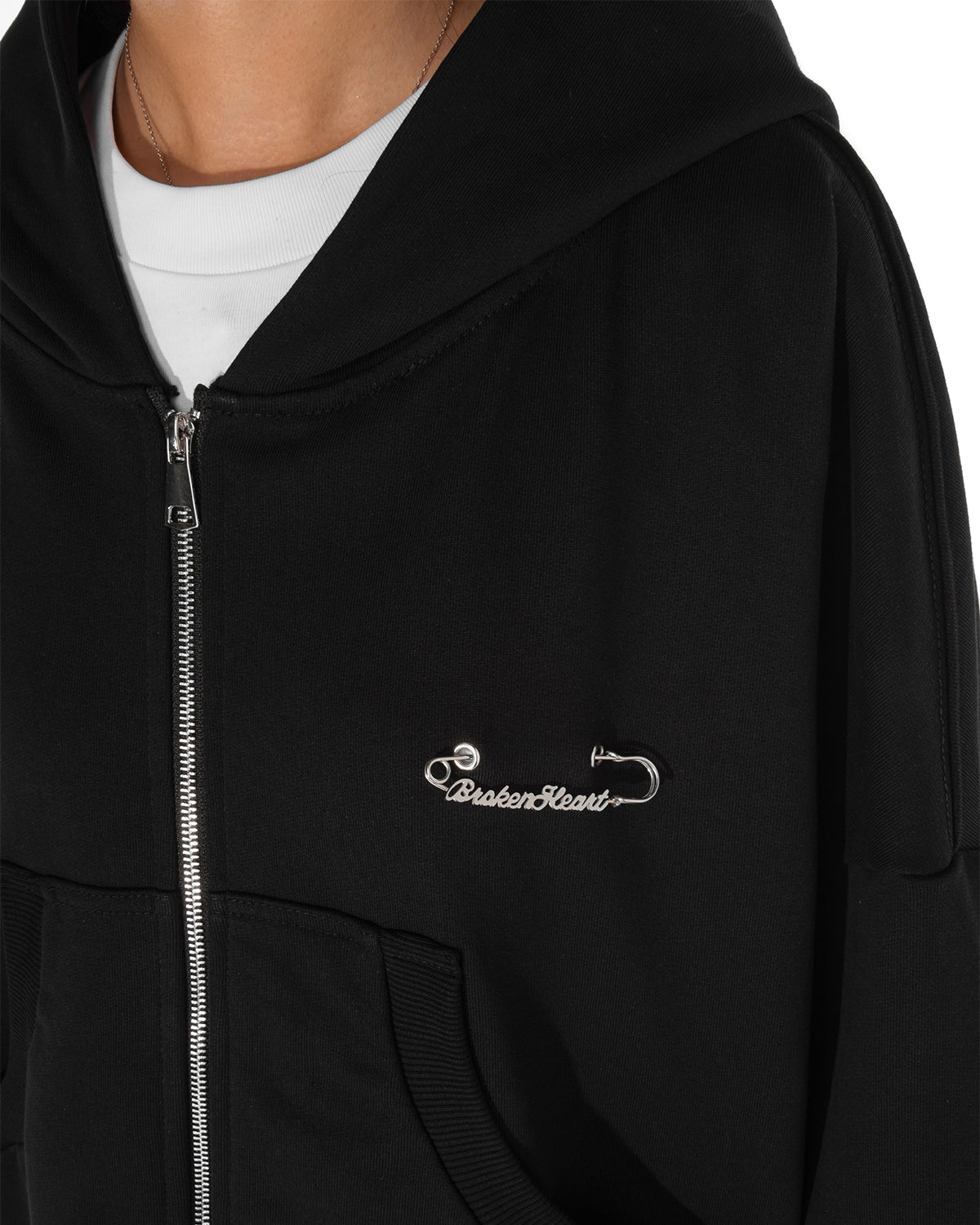 BROKENHEART Black Zip Hoodie | Blowhammer, color_black