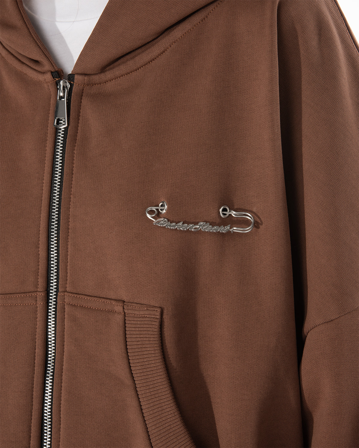 BROKENHEART Brown Zip Hoodie | Blowhammer, color_brown